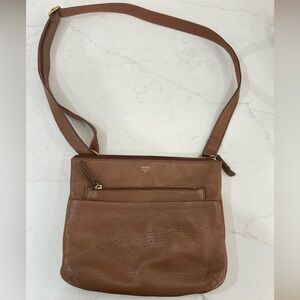 Fossil Tan Leather Crossbody Bag